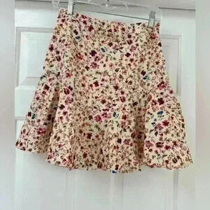 Ro & De High Waisted Floral‎ Zip Up Skirt S